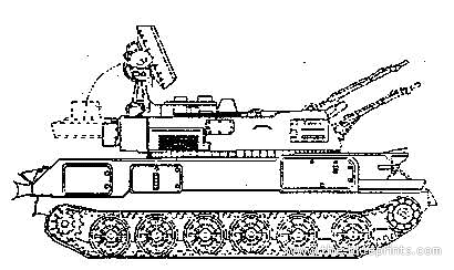 Танк ZSU-23-4 Shilka - чертежи, габариты, рисунки