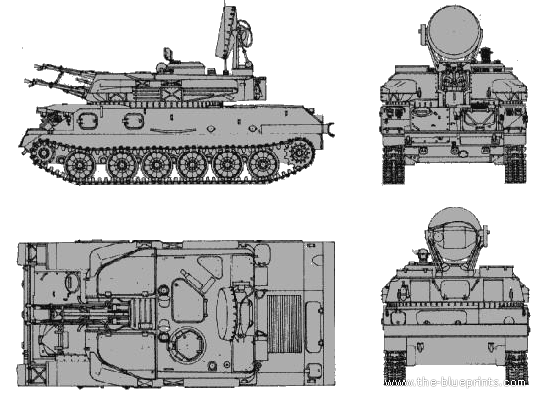 Танк ZSU-23x4 Gundish - чертежи, габариты, рисунки