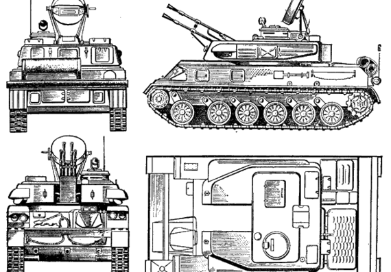 Танк ZSU-23x4 Shilka Gundish - чертежи, габариты, рисунки