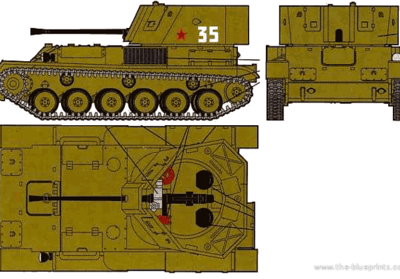 Танк ZSU-37 AA - чертежи, габариты, рисунки