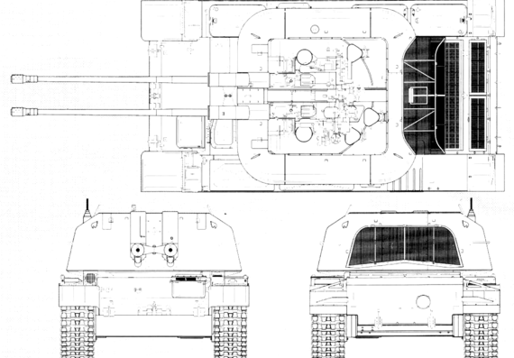 Танк ZSU-57-2 - чертежи, габариты, рисунки