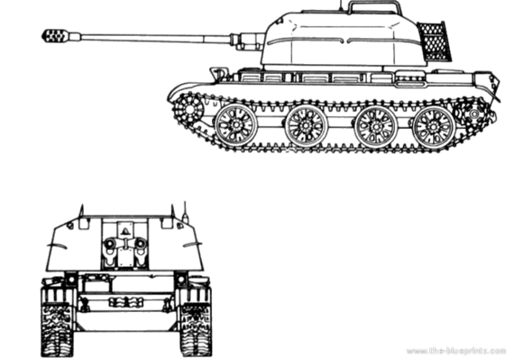 Танк ZSU-57-2 57mm AA SPG - чертежи, габариты, рисунки