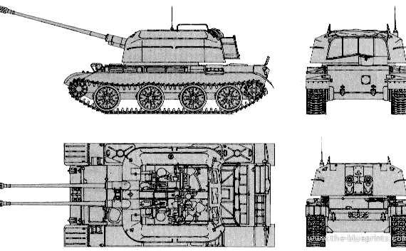 Танк ZSU-57x2 - чертежи, габариты, рисунки