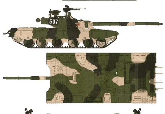 Танк ZTZ 99A MBT - чертежи, габариты, рисунки