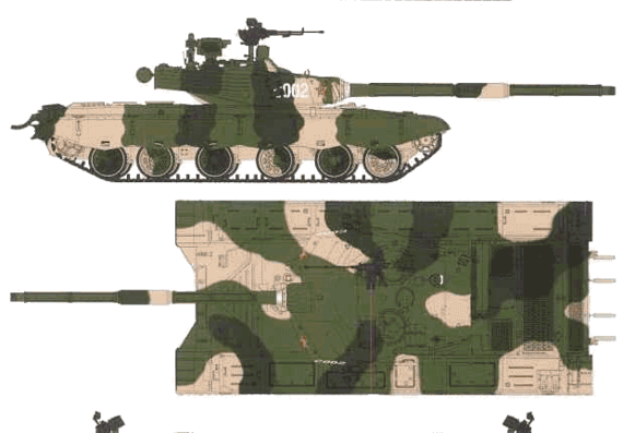 Танк ZTZ 99 MBT - чертежи, габариты, рисунки