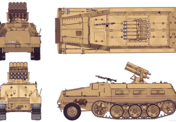 Танк sWS 15 cm Panzerwerfer 42 - чертежи, габариты, рисунки