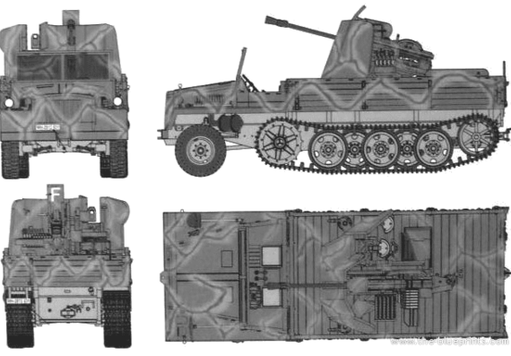 Танк sWS 3.7cm Flak 43 - чертежи, габариты, рисунки