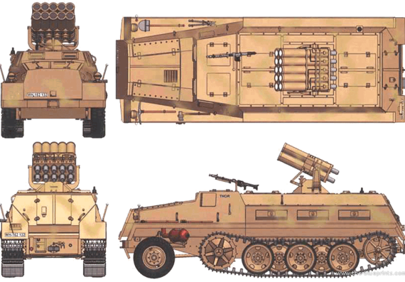 Tank sWS + Rocket Launcher Type 42 - drawings, dimensions, figures