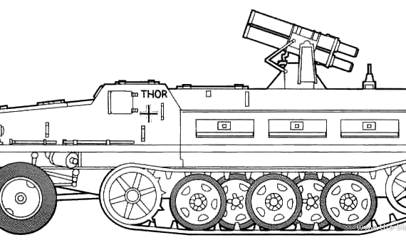 Танк sWS schwerer Wehrmacht Schlepper 15cm Panzerwerfer 42 Zehnling - чертежи, габариты, рисунки