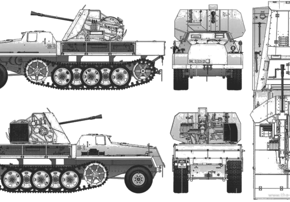 Танк schwere Wehrmacht Schlepper (sWS) + 3.7cm Flak43 - чертежи, габариты, рисунки
