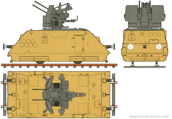 Поезд 2cmFlak38 Armored Rail Car - чертежи, габариты, рисунки