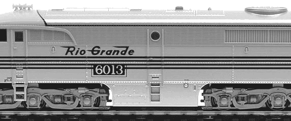 Поезд ALCO PA-1 Denver & Rio Grande Western - чертежи, габариты, рисунки