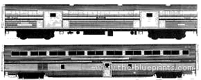 Поезд Amtrak Passenger Cars - чертежи, габариты, рисунки