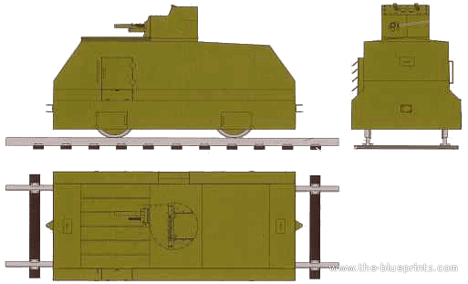 Поезд BD-41 Armored Self-Propelled Railroad Car - чертежи, габариты, рисунки