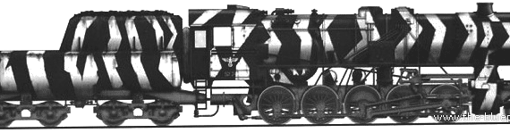 Поезд BR52 Kriegs Lokomotive - чертежи, габариты, рисунки