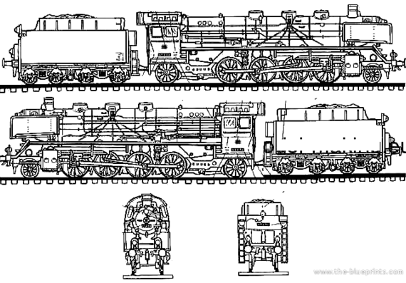 Train BR 41 Steam Lokomotive - drawings, dimensions, figures