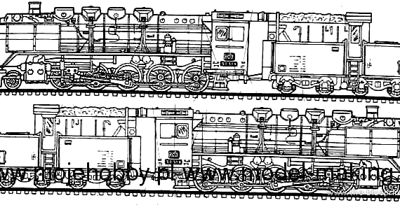 Train BR 50 Lokomotive - drawings, dimensions, figures