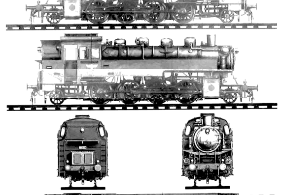Train BR 86 Steam Lokomotive - drawings, dimensions, figures