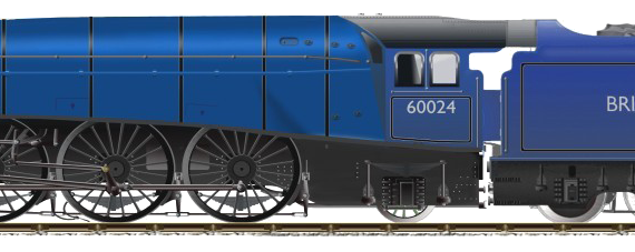 Поезд BR A4 Class No 60024 Kingfisher - чертежи, габариты, рисунки