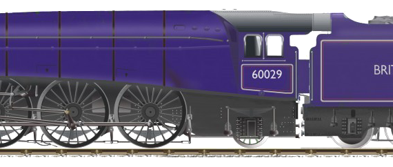 Поезд BR A4 Class No 60029 Woodcock - чертежи, габариты, рисунки