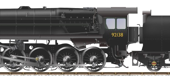 Поезд BR Class 9F No 92138 - чертежи, габариты, рисунки