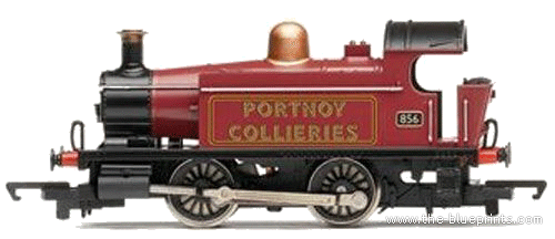 Поезд BR Industrial 0-4-0 No 856 Portnoy Collieries - чертежи, габариты, рисунки