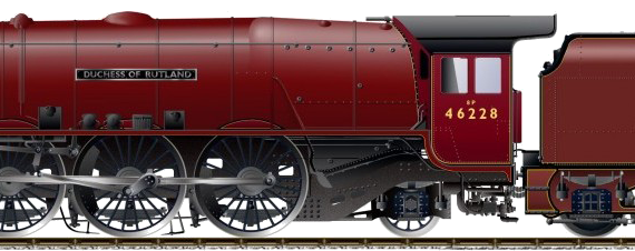 Поезд BR Pacific No 46228 Duchess of Rutland - чертежи, габариты, рисунки