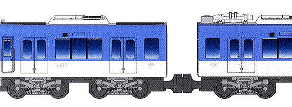 Поезд B Train Shorty Series 5500 Hanshin Electric - чертежи, габариты, рисунки