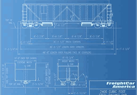 Ballast Car train - drawings, dimensions, pictures