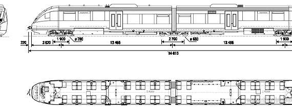 Поезд Bombardier Talent NSB Class 93 - чертежи, габариты, рисунки