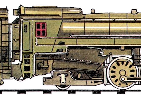 Поезд CNR UL-F Class 4-8-2 (1944) - чертежи, габариты, рисунки