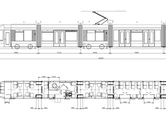 Combino van Amsterdam train - drawings, dimensions, pictures