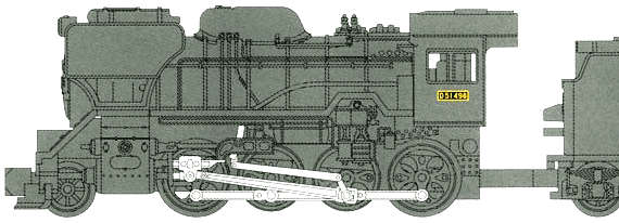 Train D51-498 Steam Locomotive - drawings, dimensions, figures