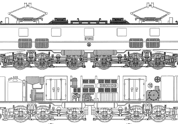 Поезд EF58 - чертежи, габариты, рисунки