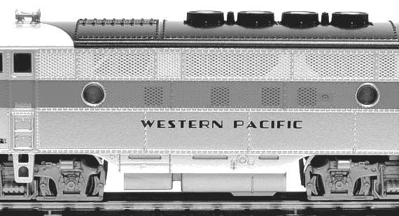 EMD F3A Phase II Western Pacific train - drawings, dimensions, figures
