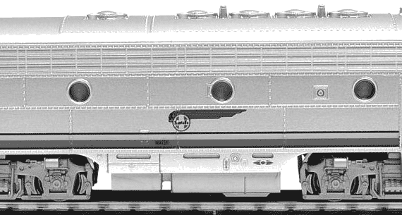 Train EMD F7B - drawings, dimensions, figures