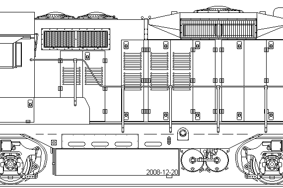 Train EMD GP9 - drawings, dimensions, figures