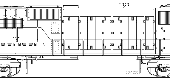 Train EMD SD70 - drawings, dimensions, figures
