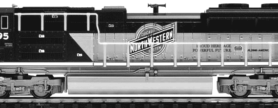 Поезд EMD SD70ACe (1995) - чертежи, габариты, рисунки
