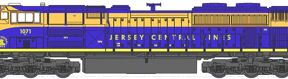 Train EMD SD70ACe NS Heritage Jersey Central Lines No 1071 - drawings, dimensions, figures