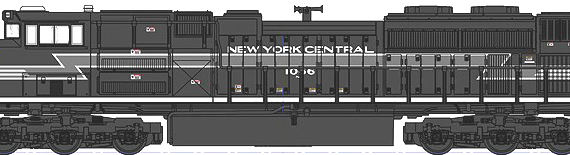 Train EMD SD70ACe NS Heritage New York Central - drawings, dimensions, figures