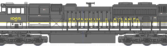 Train EMD SD70ACe NS Heritage Savannah & Atlanta No. 1065 - drawings, dimensions, figures