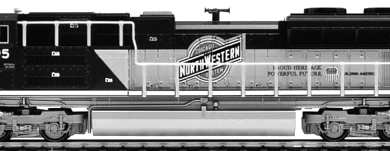 Поезд EMD SD70ACe UP C&NW - чертежи, габариты, рисунки
