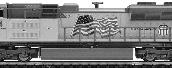 Поезд EMD SD70ACe Union Pacific Flag No.8424 - чертежи, габариты, рисунки