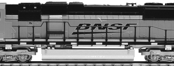 Поезд EMD SD70MAC Cab Headlight BNSF 'Swoosh' - чертежи, габариты, рисунки