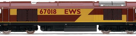 Поезд EWS Co-Co Diesel Electric Class 67 - чертежи, габариты, рисунки