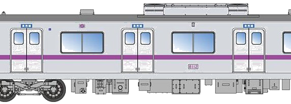 Eidan Subway Series 8000 Tozai Line train - drawings, dimensions, pictures