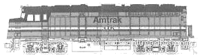 Поезд F40PH Amtrak No.376 - чертежи, габариты, рисунки