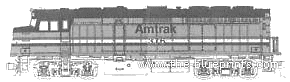 Поезд F40PH Amtrak No.379 - чертежи, габариты, рисунки