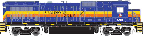 Train GE Dash 8-40B Gold Seminole - drawings, dimensions, figures